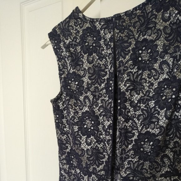 Ricki's | Blue Silver Floral Jacquard Dress | 4 - Picture 9 of 16